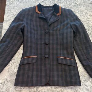 Youth Girls Plaid Hunt Coat Rust Brown Accents
